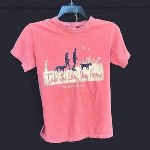 Pink and white Comfort Colors cotton tee take the long way home